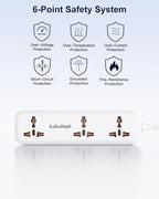 US Plug Adapter with USB Ports, Universal Extension Cord 10 FT, European, UK, Australia, India to US Plug Adapter for Travel & Life, Accepts Type A/B/C/D/E/F/G/H/I/J/K/L/N/O Plugs, White