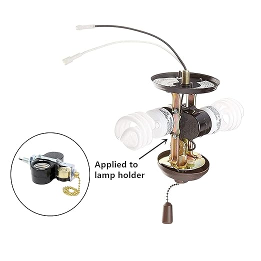 Ceiling Fan Light E-27 Multi Lampholder Socket Switch Zing Ear ZE-310D Socket with ZE-109M Pull Chain Switch for Lamp Light (Brass)