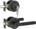 Asidrama Premium Black Zinc-Alloy Front Door Lock Set: Double Cylinder Deadbolt, Heavy Duty Security Handleset for Left/Right Exterior Doors, Universal Entry Locks (2 Pack)