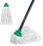 KeFanta Mop for Floor Cleaning,2 Pcs Cotton String Wet Mops Replacement Head Compatible with Microfiber Cloth Mop Refill & 0.8" Diameter Mops Handle,Green(1 Handle & 2 Heads)