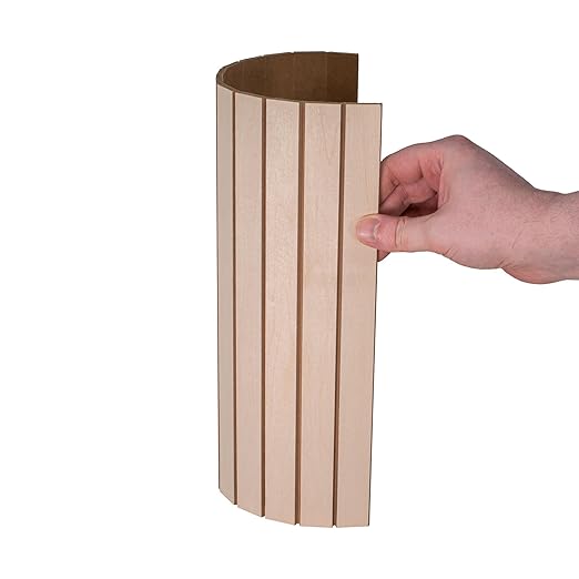 Outwater 4ft Wide x 8ft High x 5/32in Thick Unfinished Maple Veneer Flexible Decorative Wall Tambour Panel with 1in Slats – Flexible and Customizable for Interior Applications