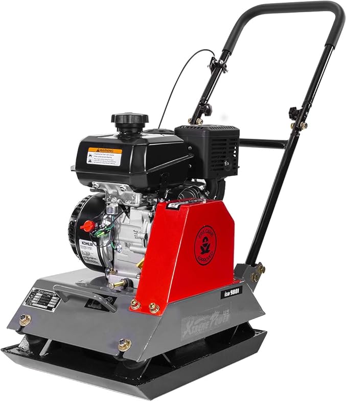XtremepowerUS Heavy Duty 210lbs 6HP Plate Compactor Rammer 20 x 17 inch Plate, Ground Compactor Paving Landscaping Sidewalk Patio Gas Engine Quad-Clean Filter W/Handle