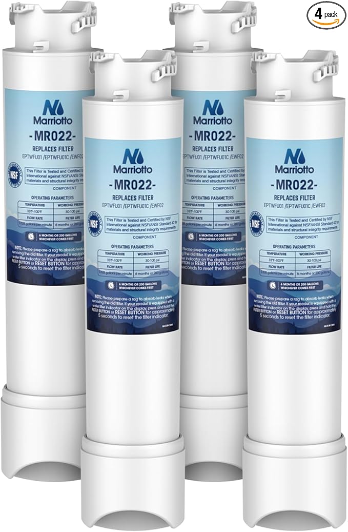 MARRIOTTO EPTWFU01 Water Filter Replacement, Compatible with, EWF02, Pure Source Ultra II, 4 count