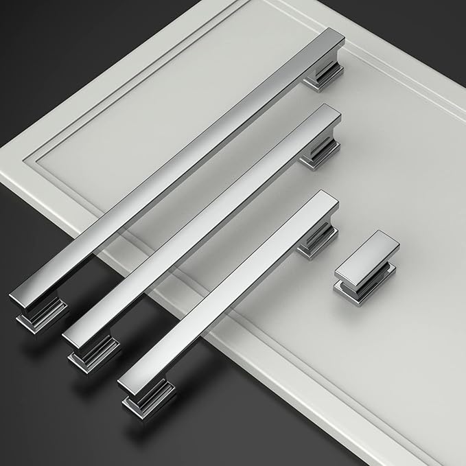 Asidrama 10 Pack 5 Inch(128mm) Polished Chrome Kitchen Cabinet Handles, Cabinet Pulls Kitchen Cabinet Hardware for Cupboard Drawer Pulls