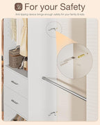 Closet System with Drawer, 5-8FT Closet Organizers and Storage with 5 Adjustable Hanging Rods and Shoe Rack, 96" Walk in Closet Organizers and Storage with Drawers, Heavy Duty, White