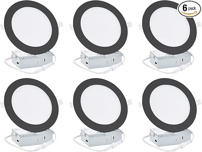 6 Pack 4 Inch LED Recessed Light, Dimmable, 2700K-5000K Daylight, 750LM High Brightness, 9W, 120V, Canless Wafer Ceiling Light, ETL FCC
