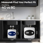 8 Gallon Electric Tank Water Heater, 120V 1500W Under Sink Instant Hot Tank Water Heater for RV, Camper, Kitchen, Food Truck, Wall or Floor Mounted, Black