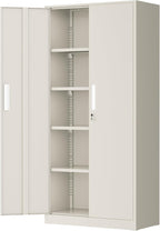 Greenvelly Metal Storage Cabinets, 72” Steel Garage Storage Cabinet with Doors and 4 Shelves, Metal Tool Cabinet, Steel Filing Cabinet for Home Office, Basement, Garage, School(Grey)