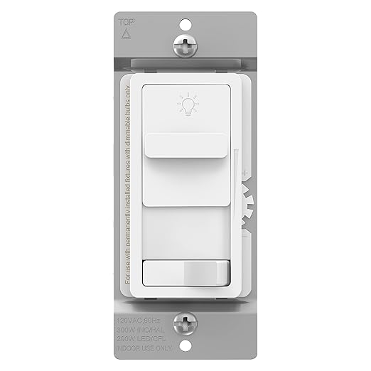TOPGREENER Digital Dimmer Light Switch for 200W Dimmable LED/CFL Lights, Single Pole/3-Way LED Slide Dimmer Light Switch, Neutral Wire Not Required, UL Listed, TGSDS3-W, White, 1 Pack
