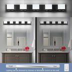 SineRise LED Modern Bathroom Vanity Light Fixtures (5-Light, 40-Inch, 5CCT), Matte Black Modern Acrylic Bathroom Wall Lighting Fixtures Over Mirror (3000K/3500K/4000K/5000K/6000K)
