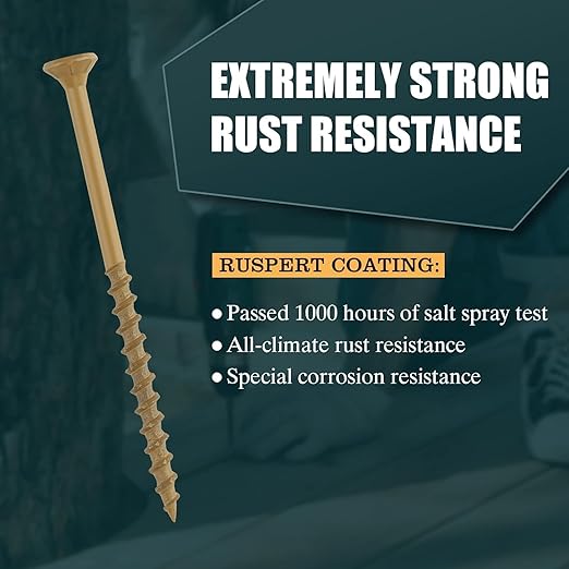 WELLOCKS Deck Screws, Wood Screws, Tan, Superior Rust Resistant, Epoxy Coated, Above 1000 Hour Salt Spray Coating T25 Torx Star Bit Included for Outdoor Wood Fence (5.2LBS Tan, #9×3-1/2")