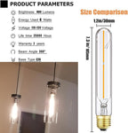 7.3 Inch E26 Led Bulb 40 watt,Dimmable Tubular Bulb 4W,2700k Warm White Edison Bulbs,T10 Long Clear Glass Light Bulb for Rustic Pendant,Industrial Pipe,Wall Sconces,Chandeliers,6 Pack