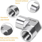 90 Degree Street Elbow - 1/4" NPT Female to 1/4" NPT Female Stainless Steel 304 Heavy Duty Forged Barstock Street Elbow Adapter Pipe Fitting (pack of 5)