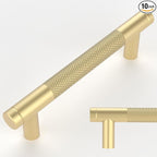 Amerdeco 10 Pack Gold Knurled Cabinet Pulls 3 Inch Center to Center Kitchen Cabinet Handles for Drawer Dresser, Cupboard and Wardrobe ZH0031