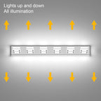 Ralbay Modern 6 Light Vanity Light Chrome Bathroom Vanity Lighting Fixtures Over Mirror Acrylic Up and Down Chrome Bathroom Wall Mounted Lights