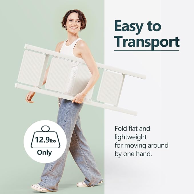 WOA WOA 4 Step Ladder, Folding Step Stool with Wide Pedals, Sturdy Steel Ladders with Anti-Slip Feet, Compact Kitchen Stepping Stool, Supports up to 330 lbs - White