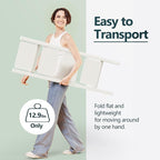 WOA WOA 4 Step Ladder, Folding Step Stool with Wide Pedals, Sturdy Steel Ladders with Anti-Slip Feet, Compact Kitchen Stepping Stool, Supports up to 330 lbs - White