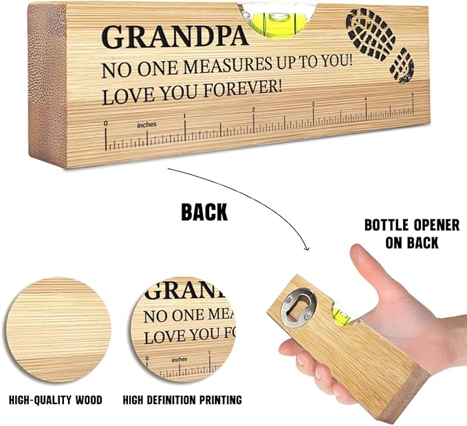 Christmas Gifts for Grandpa from Granddaughter and Grandson Wife Spirit Level Bottle Opener Valentines Birthday Thank You Gifts Ideas for Daddy New Dad Grandpa Papa