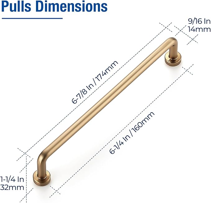 JOY DECOR Cabinet Pulls – 6-1/4 Inch Hole Center, Champagne Bronze, 20 Pack, Zinc Alloy Cabinet Handles for Drawers & Cupboard – Vintage Style Hardware for Kitchen, Bathroom, Dresser