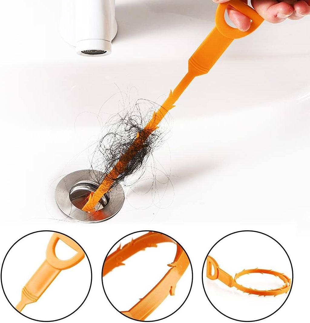 Snake Drain Hair Clog Remover: Remover Auger Cleaning Tool (12pcs) with Steel Claw for Tub Shower Bathroom Toilet Sink