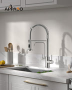 APPASO Kitchen Faucet with Drinking Water Faucet, 3 in 1 Pull Down Faucet with Purfied Water Faucet, 20 Inches High Arc Kitchen Water Filter Faucet, Brushed Nickel (Without Filtration Device)