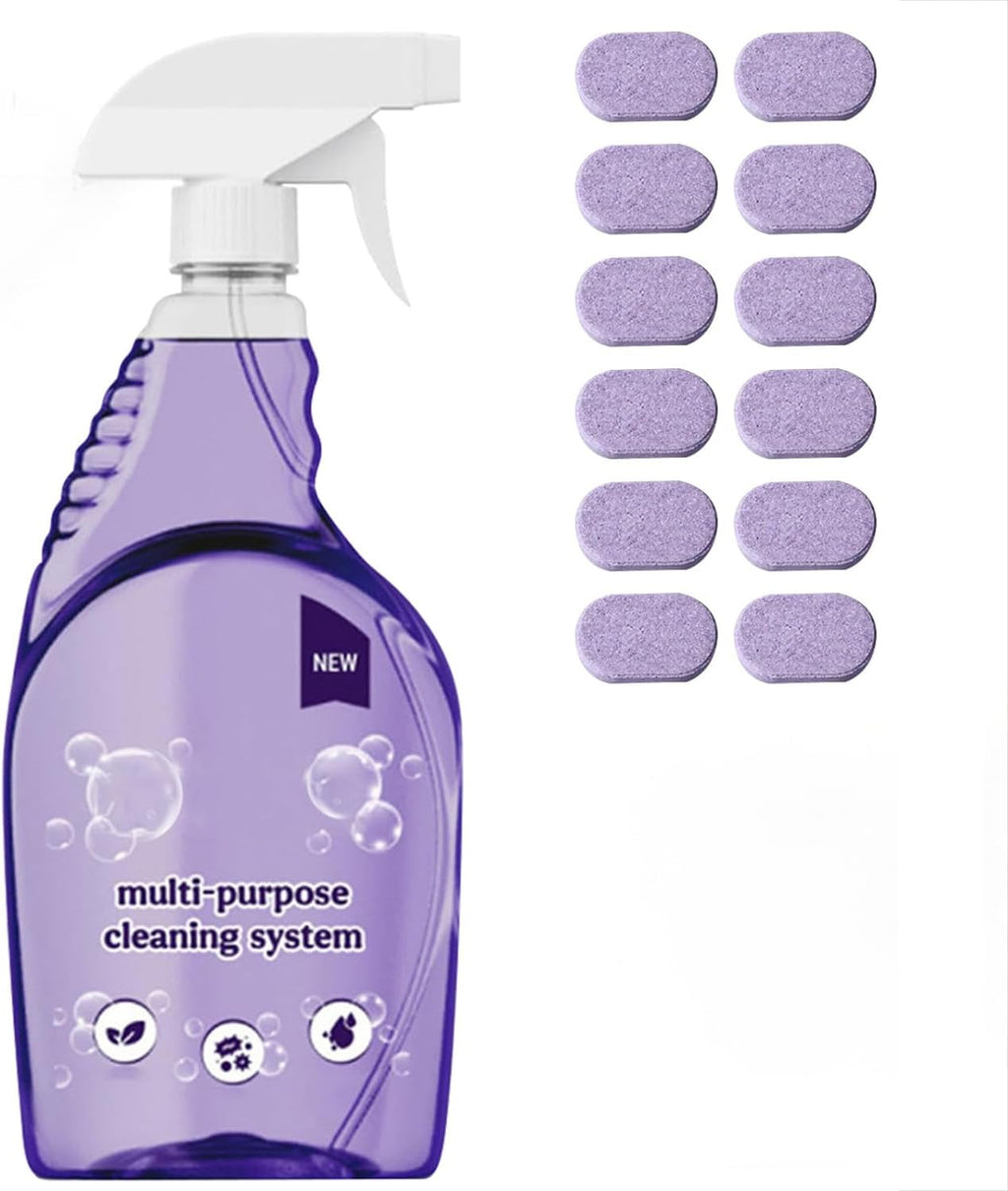 The All-In-One Multi Purpose Cleaning System with Cleaning Tablets - Cleaning Spray for Every Stain - Cleaner(1 Bottle+18Tablet)