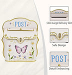 Mailbox Wall Mount Mailboxes for Outside Vintage Mail Boxes for House Outside Metal Drop Box Antique Style Nostalgic Charm Home Decorative Butterfly Pink