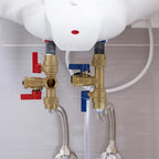Solimeta 3/4 Inch IPS Isolator Tankless Water Heater Service Valve Kit with Pressure Relief Valve, Lead-Free Brass
