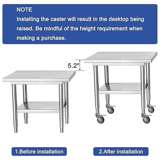 MySit 4 Inches Prep Table Wheels Set of 4, Expanding Stem Casters with Double Brake Fit 7/8", 1", 1-1/8", 1-1/4", 1-3/8"ID Tube Pipe Legs for Stainless Steel Kitchen Cart, Wire Shelving Racks