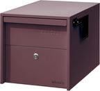 Adoorn Lockable Post Mount Mailbox | Small (Malbec), Size 12 x 12 x 18.5 (HxWxD) Anti-Theft Locking Mailbox with 2 Keys, Modern Mailbox with Flag, Weatherproof Mailboxes for Outside