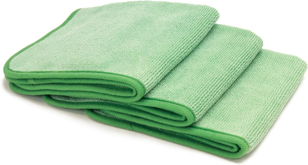 Autofiber Korean Twist Microfiber Detailing & Glass Towels - Pack of 3, Green (16 inch x 16 inch 600 GSM)