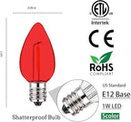 Jslinter 25Pack C7 LED String Light Bulbs, E12 Candelabra Base Christmas Replacement Bulbs for Holiday Decoration, Shatterproof, E12 Screw Base, Vintage Edison Bulbs for Patio Garden