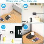 Flat Plug Power Strip Surge Protector, 5ft Ultra Thin Extension Cord with 4 USB Wall Charger(2 USB C Port), 6 Widely-Spaced Outlets Power Strip Compact for Travel, Office, Dorm Room Essentials (Black)