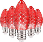 Holiday Lighting Outlet Faceted C7 Christmas Lights | Red LED Light Bulbs Holiday Decoration | Warm Christmas Decor for Indoor & Outdoor Use | 2 SMD LEDs in Each Light Bulb | Set of 500