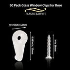 60 Pack Glass Window Clips White Retainer Clips, Glass Door Holder Cabinet Panel Bracket Screen Fixing Clips, Glass Door Retainer Kit Mirror Hanging Hardware for Vanity Mirror Window Screen