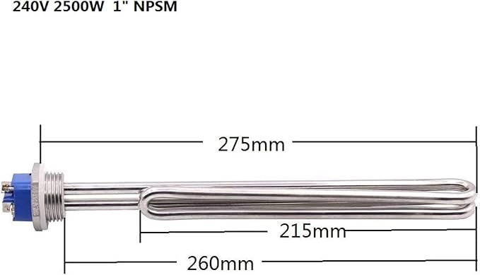 DERNORD 240V 2500W Foldback Water Heater Element Screw-plug Heating Element