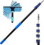 23FT High Reach Window Squeegee with Extension Pole, 2 in 1 Shower Squeegee for Glass Doors with 5-Stage 4-16.5 ft Telescoping Pole, Window Cleaner Tool for Shower Glass Home Car