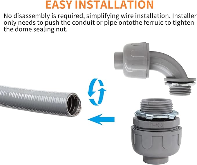 2Pack 2 Inch Liquid Tight Connector PVC Electrical Conduit Fittings Straight 180 Degree Flexible Conduit Connector for Home Kitchen Bathroom Tube Tool Supplies,UL Listed(2Pcs)