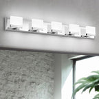 SineRise LED Modern Bathroom Vanity Light Fixtures (5-Light, 40-Inch, 6000K), Chrome Modern Acrylic Bathroom Wall Lighting Fixtures Over Mirror