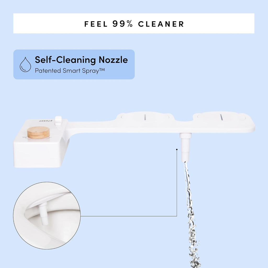 TUSHY Classic 3.0 Bidet Seat Attachment - A Non-Electric Self Cleaning Water Sprayer with Adjustable Water Pressure Nozzle, Angle Control & Easy Home Installation (Biscuit/Platinum)