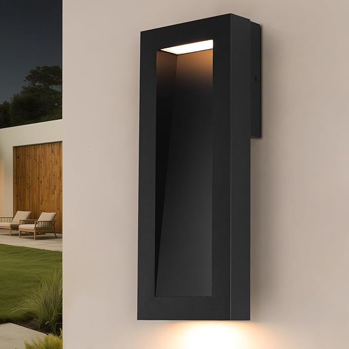 Modern Outdoor Wall Light with LED, Exterior Lighting Fixtures 2700K Integrated, Matte Black Outside Wall Mount Lights for House Front Door Porch Garage Patio Black 1 Packs