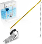 Toilet Handle Replacement Kit - Universal Front Mount Toilet Flush Handle, American Standard Toilet Lever Replacement Fits Most Toilets, Metal Toilet Tank Lever with Steel Flapper Chain [Brass&Chrome]