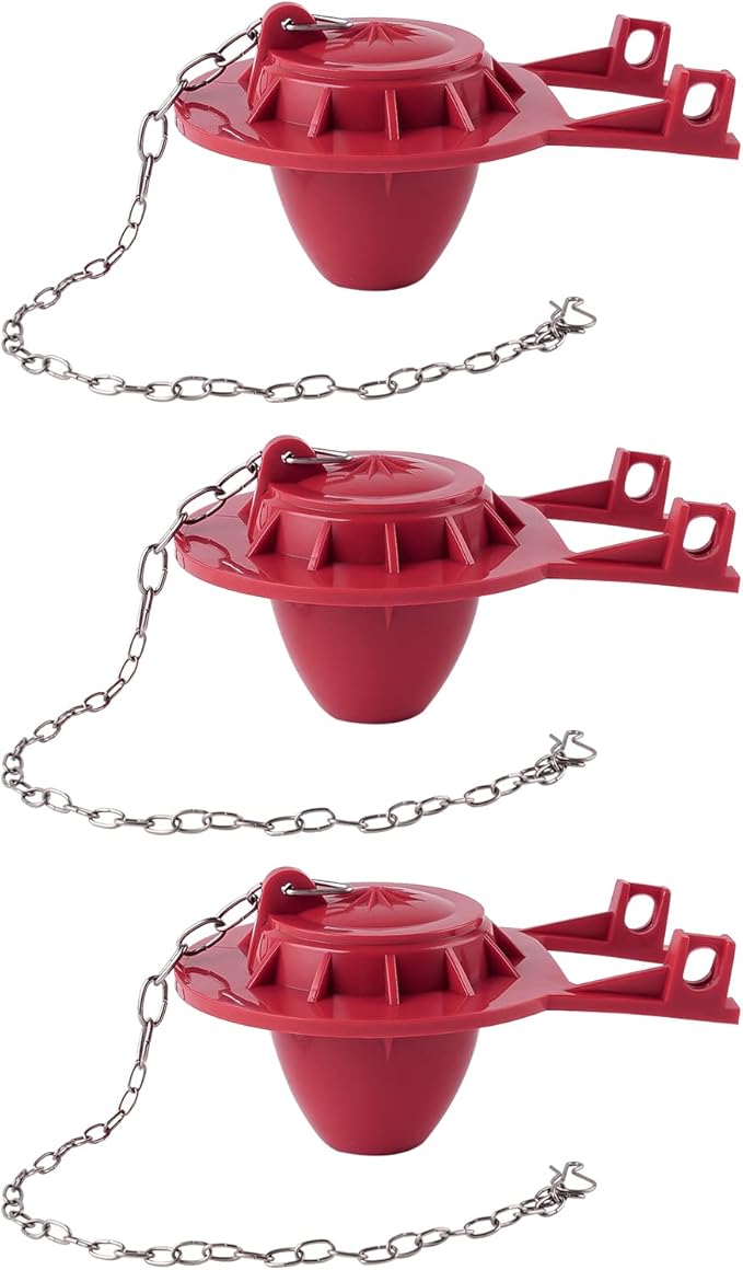 Hibbent 3 Pack 2-inch Universal Toilet Tank Flapper, Long Lasting All Rubber Seal Flapper Replacement Compatible with American Standard Water Conserving, High Performance, Red