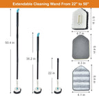 Long Handled Scrub Brush for Shower,3-in-1 Cleaning Brushes with 3 Different Function Cleaning Heads Brush for Shower Cleaning Bathroom Kitchen Walls Tub Tile (White)