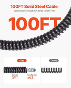 VEVOR 100FT x 3/4 Inch Drain Cleaning Machine Sewer Auger Auto Feed with 4 Cutter & Air-activated Foot Switch for 4" to 8" Pipes, Orange, Black