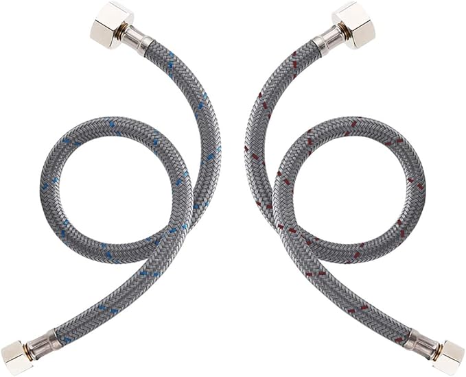 WOWOW 36" Faucet Supply Line, Bathroom Kitchen Faucet Lines Braided Nylon Sink Hose with 3/8-Inch Female Compression Thread x 1/2" Comp 2Pcs (1 Pair)