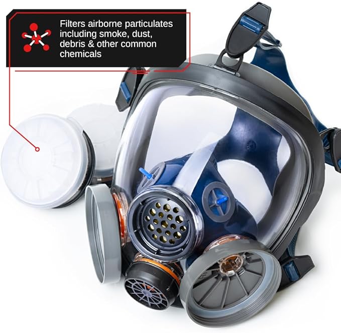 Parcil Distribution Gas Mask Survival Nuclear and Chemical Full Face Respirator - Organic Vapor & Particulate - CE Tested
