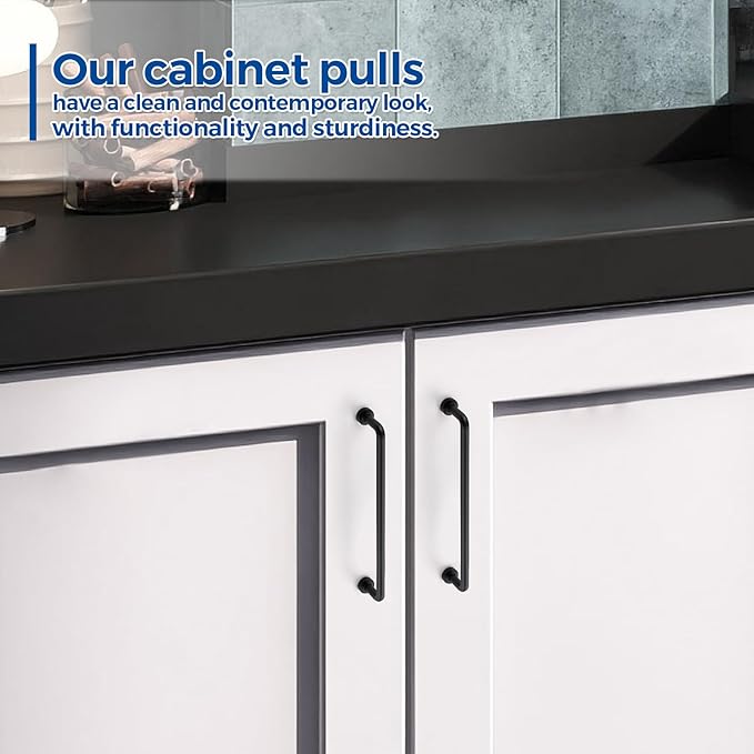 JOY DECOR Cabinet Pulls – 6-1/4 Inch Hole Center, Matte Black, 30 Pack, Zinc Alloy Cabinet Handles for Drawers & Cupboard – Vintage Style Hardware for Kitchen, Bathroom, Dresser, Furniture Makeover