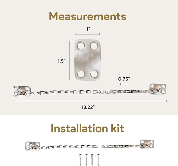 MEGA HANDLES Transom Door Chain 12-Inch, Door Chain Stopper for Transom Windows, Cabinet Door Restraint, Chain Lid Support, Durable Transom Window Hardware for Enhanced Safety - Polished Chrome