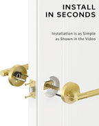 Asidrama 6 Pack Privacy Gold Door Handles, Door Lever with Door Knobs Indoor for Bedroom or Bathroom, Heavy Duty Brushed Gold Door Handles Interior with Locks for Left Right Sided Doors